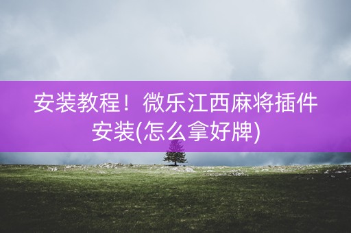 安装教程！微乐江西麻将插件安装(怎么拿好牌)