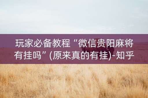玩家必备教程“微信贵阳麻将有挂吗”(原来真的有挂)-知乎
