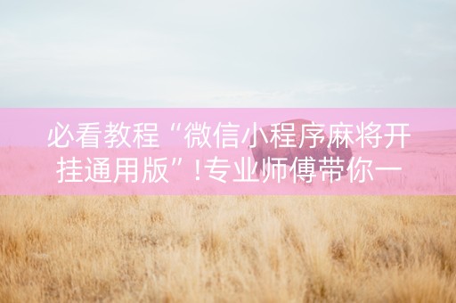 必看教程“微信小程序麻将开挂通用版”!专业师傅带你一起了解（详细教程）-知乎