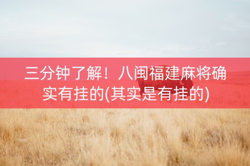 三分钟了解！八闽福建麻将确实有挂的(其实是有挂的)