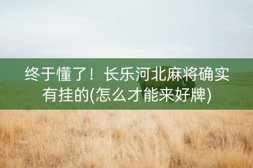 终于懂了！长乐河北麻将确实有挂的(怎么才能来好牌)