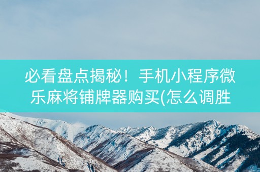 必看盘点揭秘！手机小程序微乐麻将铺牌器购买(怎么调胜率)