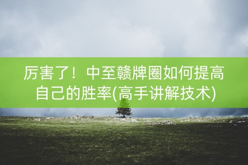 厉害了！中至赣牌圈如何提高自己的胜率(高手讲解技术)