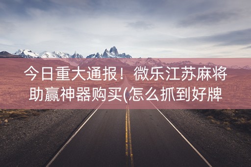 今日重大通报！微乐江苏麻将助赢神器购买(怎么抓到好牌)