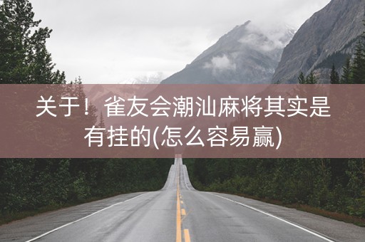 关于！雀友会潮汕麻将其实是有挂的(怎么容易赢)