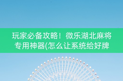 玩家必备攻略！微乐湖北麻将专用神器(怎么让系统给好牌)