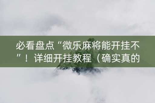 必看盘点“微乐麻将能开挂不”！详细开挂教程（确实真的有挂)-知乎