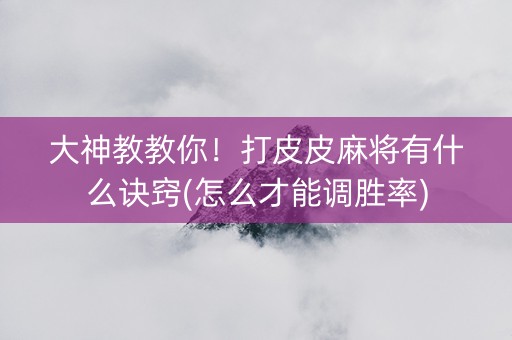 大神教教你！打皮皮麻将有什么诀窍(怎么才能调胜率)