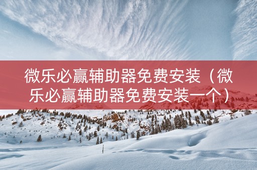 微乐必赢辅助器免费安装（微乐必赢辅助器免费安装一个）