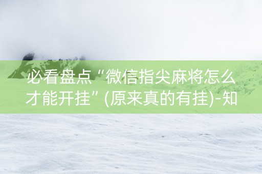 必看盘点“微信指尖麻将怎么才能开挂”(原来真的有挂)-知乎