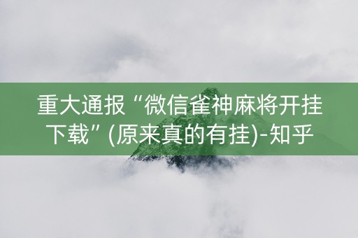 重大通报“微信雀神麻将开挂下载”(原来真的有挂)-知乎
