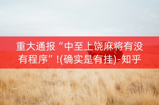 重大通报“中至上饶麻将有没有程序”!(确实是有挂)-知乎