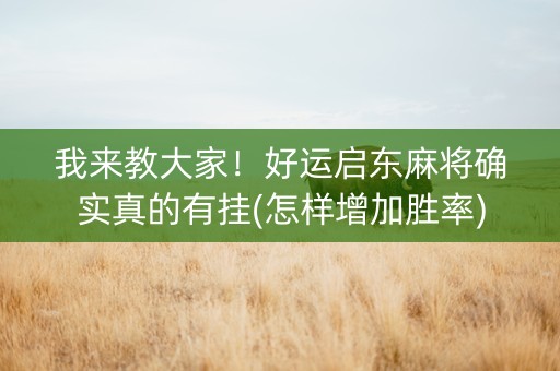 我来教大家！好运启东麻将确实真的有挂(怎样增加胜率)
