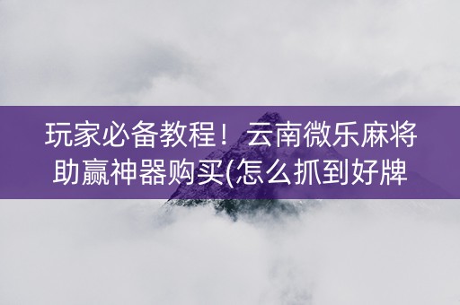 玩家必备教程！云南微乐麻将助赢神器购买(怎么抓到好牌)