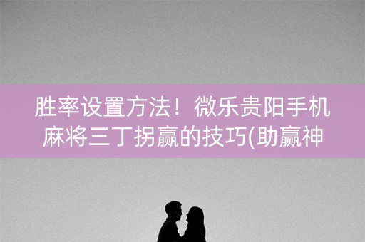 胜率设置方法！微乐贵阳手机麻将三丁拐赢的技巧(助赢神器)