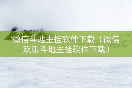 微信斗地主挂软件下载（微信欢乐斗地主挂软件下载）