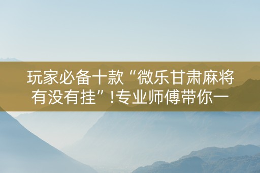 玩家必备十款“微乐甘肃麻将有没有挂”!专业师傅带你一起了解（详细教程）-知乎