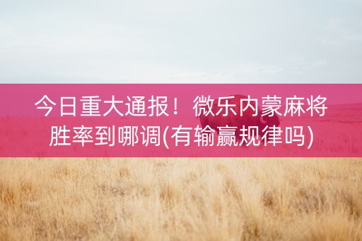 今日重大通报！微乐内蒙麻将胜率到哪调(有输赢规律吗)
