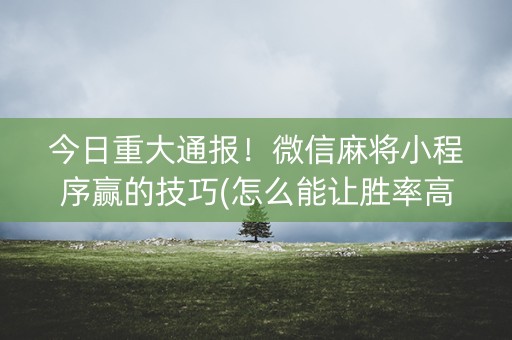 今日重大通报！微信麻将小程序赢的技巧(怎么能让胜率高)