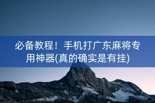 必备教程！手机打广东麻将专用神器(真的确实是有挂)