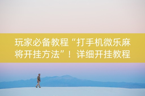 玩家必备教程“打手机微乐麻将开挂方法”！详细开挂教程（确实真的有挂)-知乎