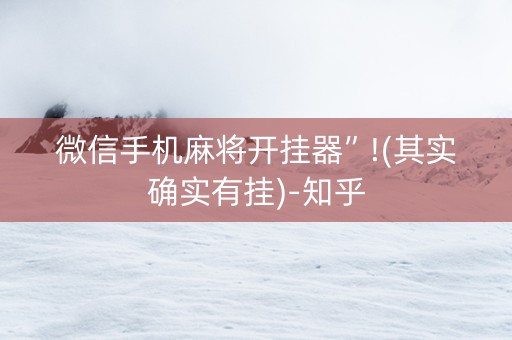 微信手机麻将开挂器”!(其实确实有挂)-知乎