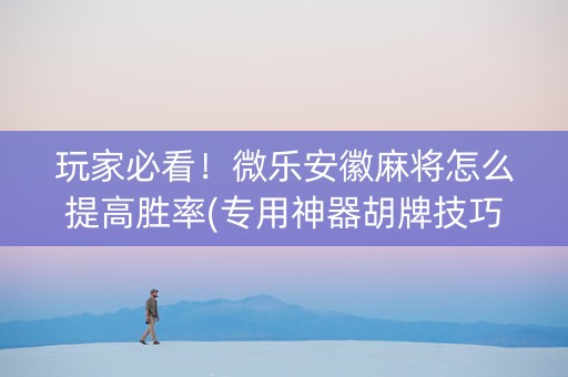 玩家必看！微乐安徽麻将怎么提高胜率(专用神器胡牌技巧)