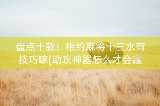 盘点十款！相约麻将十三水有技巧嘛(助攻神器怎么才会赢)