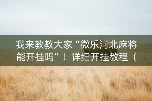 我来教教大家“微乐河北麻将能开挂吗”！详细开挂教程（确实真的有挂)-知乎