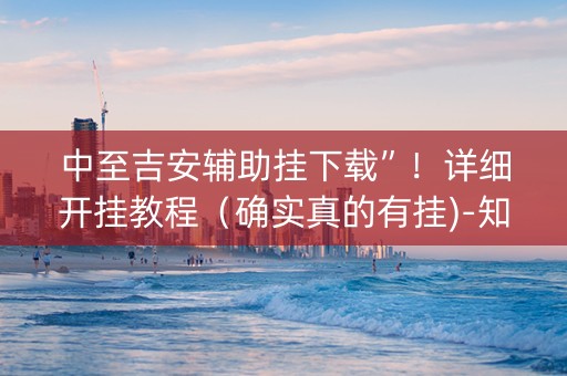 中至吉安辅助挂下载”！详细开挂教程（确实真的有挂)-知乎