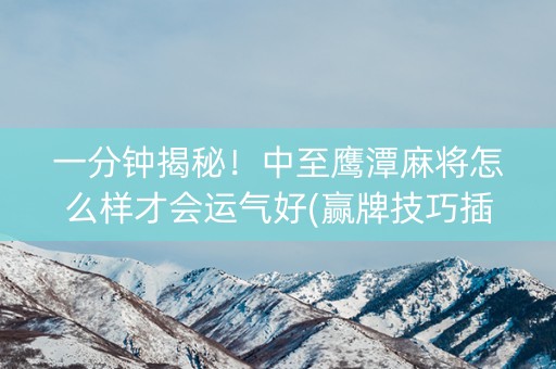 一分钟揭秘！中至鹰潭麻将怎么样才会运气好(赢牌技巧插件安装)