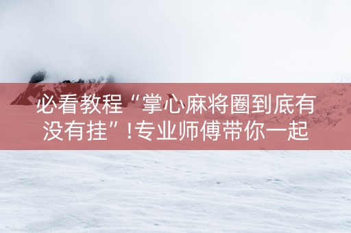 必看教程“掌心麻将圈到底有没有挂”!专业师傅带你一起了解（详细教程）-知乎