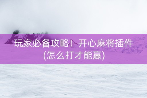 玩家必备攻略！开心麻将插件(怎么打才能赢)