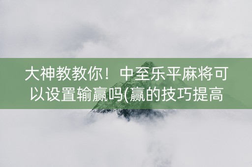 大神教教你！中至乐平麻将可以设置输赢吗(赢的技巧提高胜率)