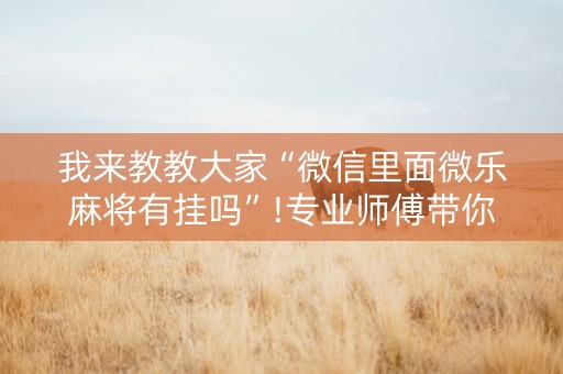 我来教教大家“微信里面微乐麻将有挂吗”!专业师傅带你一起了解（详细教程）-知乎