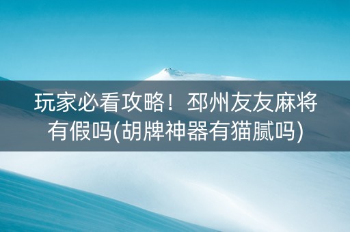 玩家必看攻略！邳州友友麻将有假吗(胡牌神器有猫腻吗)