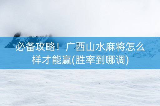 必备攻略！广西山水麻将怎么样才能赢(胜率到哪调)