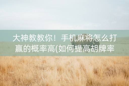 大神教教你！手机麻将怎么打赢的概率高(如何提高胡牌率)