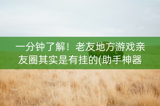 一分钟了解！老友地方游戏亲友圈其实是有挂的(助手神器外辅工具)