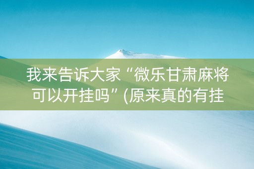 我来告诉大家“微乐甘肃麻将可以开挂吗”(原来真的有挂)-知乎