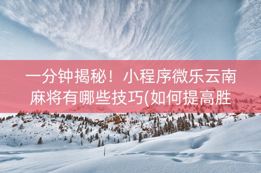 一分钟揭秘！小程序微乐云南麻将有哪些技巧(如何提高胜率)