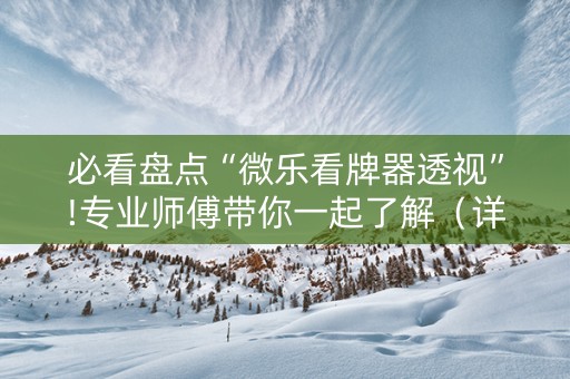 必看盘点“微乐看牌器透视”!专业师傅带你一起了解（详细教程）-知乎