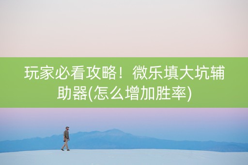 玩家必看攻略！微乐填大坑辅助器(怎么增加胜率)