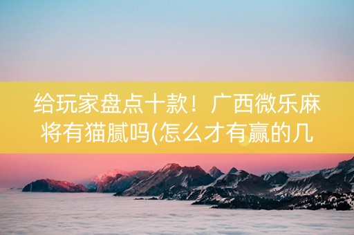 给玩家盘点十款！广西微乐麻将有猫腻吗(怎么才有赢的几率)
