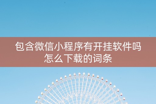 包含微信小程序有开挂软件吗怎么下载的词条