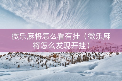微乐麻将怎么看有挂（微乐麻将怎么发现开挂）