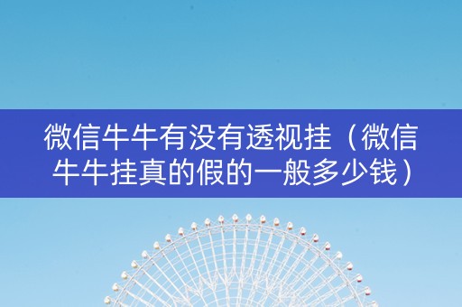 微信牛牛有没有透视挂（微信牛牛挂真的假的一般多少钱）