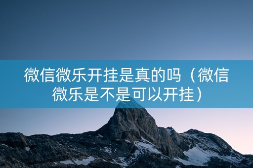 微信微乐开挂是真的吗（微信微乐是不是可以开挂）