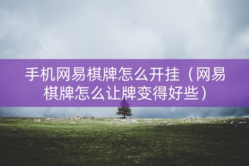 手机网易棋牌怎么开挂（网易棋牌怎么让牌变得好些）