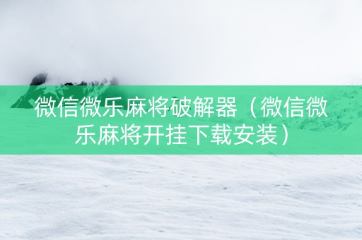 微信微乐麻将破解器（微信微乐麻将开挂下载安装）
